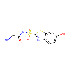 NCC(=O)NS(=O)(=O)c1nc2ccc(O)cc2s1 ZINC000027193022