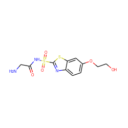 NCC(=O)NS(=O)(=O)c1nc2ccc(OCCO)cc2s1 ZINC000027199360