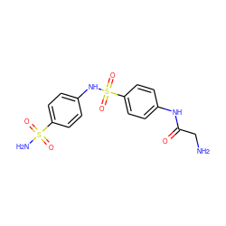 NCC(=O)Nc1ccc(S(=O)(=O)Nc2ccc(S(N)(=O)=O)cc2)cc1 ZINC000013800461