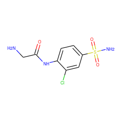 NCC(=O)Nc1ccc(S(N)(=O)=O)cc1Cl ZINC000013800438