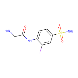 NCC(=O)Nc1ccc(S(N)(=O)=O)cc1I ZINC000013800443