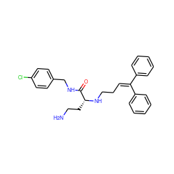 NCC[C@@H](NCCC=C(c1ccccc1)c1ccccc1)C(=O)NCc1ccc(Cl)cc1 ZINC000169349888