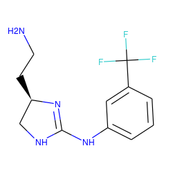 NCC[C@@H]1CNC(Nc2cccc(C(F)(F)F)c2)=N1 ZINC000066166277