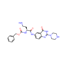 NCC[C@H](NC(=O)OCc1ccccc1)C(=O)Nc1ccc2nc(N3CCNCC3)[nH]c(=O)c2c1 ZINC000653725598