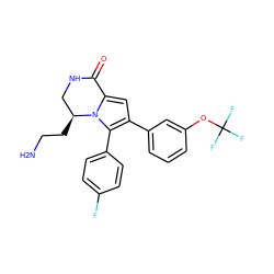 NCC[C@H]1CNC(=O)c2cc(-c3cccc(OC(F)(F)F)c3)c(-c3ccc(F)cc3)n21 ZINC000207213461