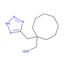 NCC1(Cc2nn[nH]n2)CCCCCCC1 ZINC000036175894