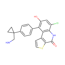 NCC1(c2ccc(-c3c(O)cc(Cl)c4[nH]c(=O)c5sccc5c34)cc2)CC1 ZINC000165160783