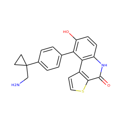 NCC1(c2ccc(-c3c(O)ccc4[nH]c(=O)c5sccc5c34)cc2)CC1 ZINC000150287132