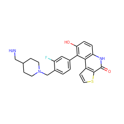 NCC1CCN(Cc2ccc(-c3c(O)ccc4[nH]c(=O)c5sccc5c34)cc2F)CC1 ZINC000166363392