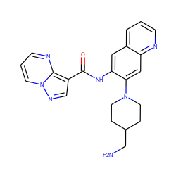 NCC1CCN(c2cc3ncccc3cc2NC(=O)c2cnn3cccnc23)CC1 ZINC000113653267