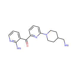 NCC1CCN(c2cccc(C(=O)c3cccnc3N)n2)CC1 ZINC000084653830