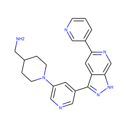 NCC1CCN(c2cncc(-c3n[nH]c4cnc(-c5cccnc5)cc34)c2)CC1 ZINC000205242507