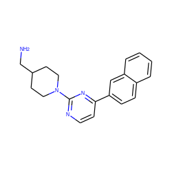 NCC1CCN(c2nccc(-c3ccc4ccccc4c3)n2)CC1 ZINC000043203108