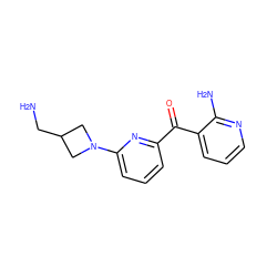 NCC1CN(c2cccc(C(=O)c3cccnc3N)n2)C1 ZINC000084669997