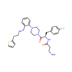 NCCC(=O)N[C@H](Cc1ccc(Cl)cc1)C(=O)N1CCN(c2ccccc2CNCCc2cccs2)CC1 ZINC000003926269