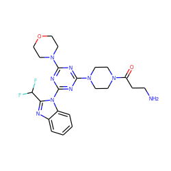 NCCC(=O)N1CCN(c2nc(N3CCOCC3)nc(-n3c(C(F)F)nc4ccccc43)n2)CC1 ZINC000095584519