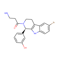 NCCC(=O)N1CCc2c([nH]c3ccc(Br)cc23)[C@H]1c1cccc(O)c1 ZINC000045351270