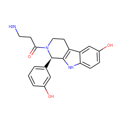 NCCC(=O)N1CCc2c([nH]c3ccc(O)cc23)[C@H]1c1cccc(O)c1 ZINC000045375314