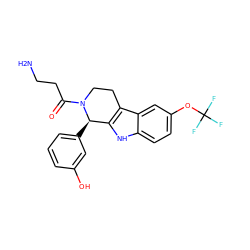 NCCC(=O)N1CCc2c([nH]c3ccc(OC(F)(F)F)cc23)[C@H]1c1cccc(O)c1 ZINC000045351278