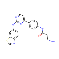 NCCC(=O)Nc1ccc(-c2ccnc(Nc3ccc4ncsc4c3)n2)cc1 ZINC000029043368