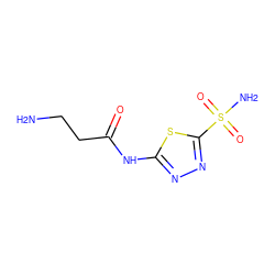 NCCC(=O)Nc1nnc(S(N)(=O)=O)s1 ZINC000034717869