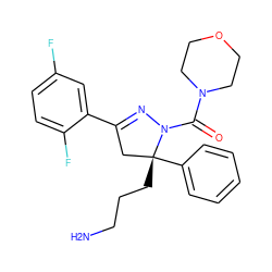 NCCC[C@@]1(c2ccccc2)CC(c2cc(F)ccc2F)=NN1C(=O)N1CCOCC1 ZINC000036184689