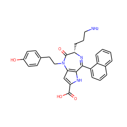 NCCC[C@@H]1N=C(c2cccc3ccccc23)c2[nH]c(C(=O)O)cc2N(CCc2ccc(O)cc2)C1=O ZINC000473136647