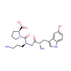 NCCC[C@H](NC(=O)[C@@H](N)Cc1c[nH]c2ccc(O)cc12)C(=O)N1CCC[C@H]1C(=O)O ZINC000036222750