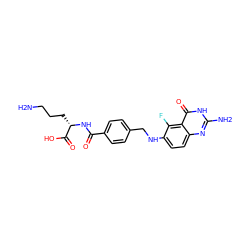 NCCC[C@H](NC(=O)c1ccc(CNc2ccc3nc(N)[nH]c(=O)c3c2F)cc1)C(=O)O ZINC000013728873