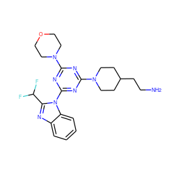 NCCC1CCN(c2nc(N3CCOCC3)nc(-n3c(C(F)F)nc4ccccc43)n2)CC1 ZINC001772650106