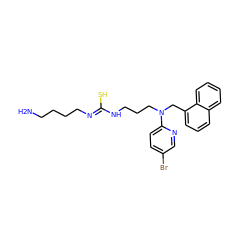 NCCCC/N=C(\S)NCCCN(Cc1cccc2ccccc12)c1ccc(Br)cn1 ZINC000013782016