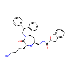 NCCCC[C@@H]1N[C@H](CNC(=O)[C@H]2Cc3ccccc3O2)CCN(CC(c2ccccc2)c2ccccc2)C1=O ZINC001772608613