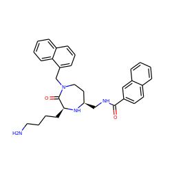 NCCCC[C@@H]1N[C@H](CNC(=O)c2ccc3ccccc3c2)CCN(Cc2cccc3ccccc23)C1=O ZINC000118689238