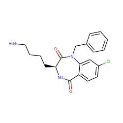 NCCCC[C@@H]1NC(=O)c2ccc(Cl)cc2N(Cc2ccccc2)C1=O ZINC000029133329