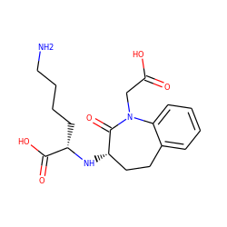 NCCCC[C@H](N[C@H]1CCc2ccccc2N(CC(=O)O)C1=O)C(=O)O ZINC000004216734