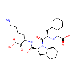 NCCCC[C@H](NC(=O)[C@@H]1C[C@@H]2CCCC[C@@H]2N1C(=O)[C@@H](CC1CCCCC1)NCC(=O)O)C(=O)C(=O)O ZINC000027517984