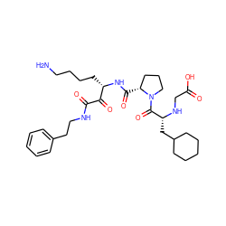 NCCCC[C@H](NC(=O)[C@@H]1CCCN1C(=O)[C@@H](CC1CCCCC1)NCC(=O)O)C(=O)C(=O)NCCc1ccccc1 ZINC000027439090