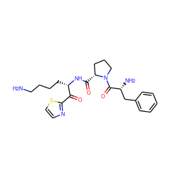 NCCCC[C@H](NC(=O)[C@@H]1CCCN1C(=O)[C@H](N)Cc1ccccc1)C(=O)c1nccs1 ZINC000013491425