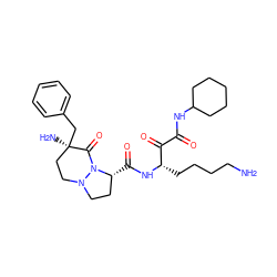 NCCCC[C@H](NC(=O)[C@@H]1CCN2CC[C@@](N)(Cc3ccccc3)C(=O)N12)C(=O)C(=O)NC1CCCCC1 ZINC000013556901