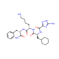 NCCCC[C@H](NC(=O)[C@H](CC1CCCCC1)NC(=O)c1n[nH]c(N)n1)C(=O)N[C@@H](Cc1ccccc1)C(N)=O ZINC000029221102