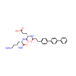 NCCCC[C@H](NC(=O)[C@H](CCC(=O)O)NC(=O)CCc1ccc(-c2ccc(-c3ccccc3)cc2)cc1)C(N)=O ZINC000144494779