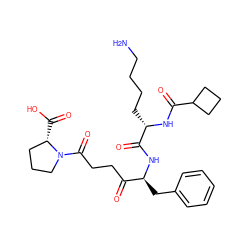 NCCCC[C@H](NC(=O)C1CCC1)C(=O)N[C@@H](Cc1ccccc1)C(=O)CCC(=O)N1CCC[C@@H]1C(=O)O ZINC000026007749