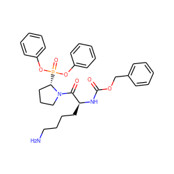 NCCCC[C@H](NC(=O)OCc1ccccc1)C(=O)N1CCC[C@@H]1P(=O)(Oc1ccccc1)Oc1ccccc1 ZINC000028827011