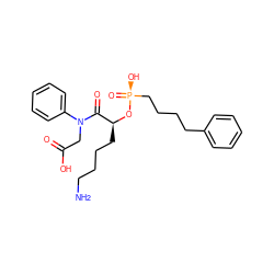 NCCCC[C@H](O[P@@](=O)(O)CCCCc1ccccc1)C(=O)N(CC(=O)O)c1ccccc1 ZINC000003788773