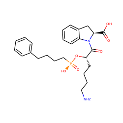 NCCCC[C@H](O[P@@](=O)(O)CCCCc1ccccc1)C(=O)N1c2ccccc2C[C@H]1C(=O)O ZINC000003775623