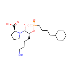 NCCCC[C@H](O[P@](=O)(O)CCCCC1CCCCC1)C(=O)N1CCC[C@H]1C(=O)O ZINC000026252377