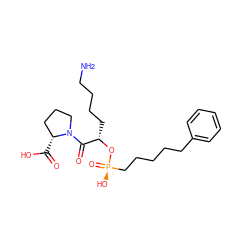 NCCCC[C@H](O[P@](=O)(O)CCCCCc1ccccc1)C(=O)N1CCC[C@H]1C(=O)O ZINC000026247996