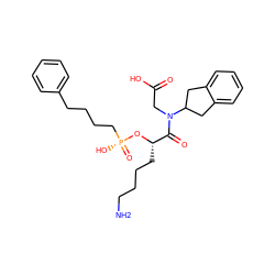 NCCCC[C@H](O[P@](=O)(O)CCCCc1ccccc1)C(=O)N(CC(=O)O)C1Cc2ccccc2C1 ZINC000011686191