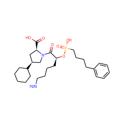 NCCCC[C@H](O[P@](=O)(O)CCCCc1ccccc1)C(=O)N1C[C@@H](C2CCCCC2)C[C@H]1C(=O)O ZINC000013600004