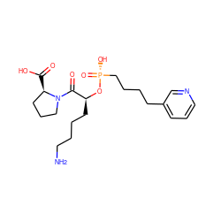 NCCCC[C@H](O[P@](=O)(O)CCCCc1cccnc1)C(=O)N1CCC[C@H]1C(=O)O ZINC000026251803